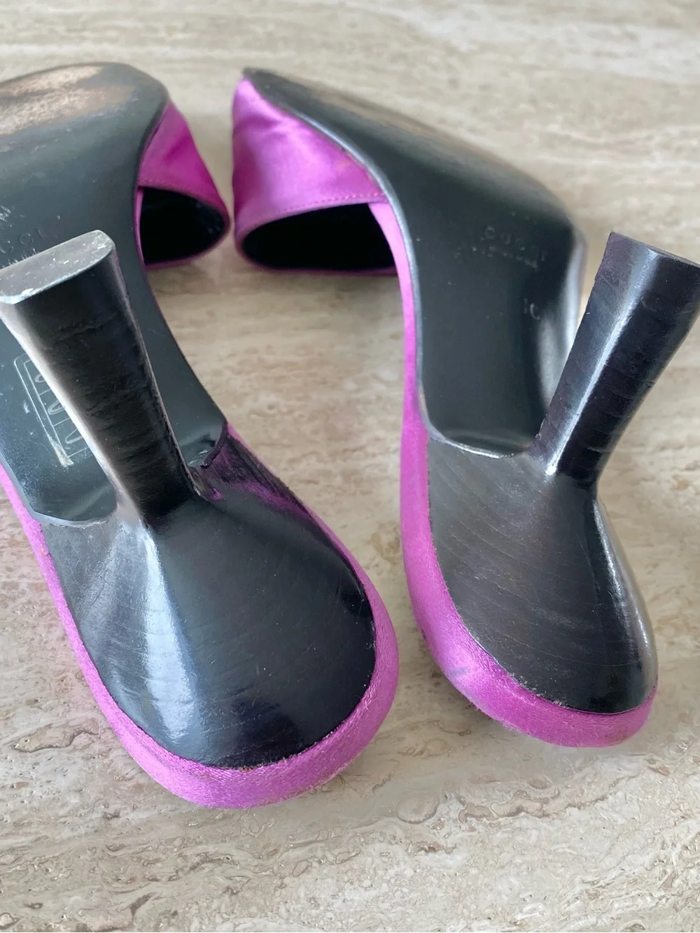 Vintage Gucci Tom Ford-era Satin Mule Sandal Heels - Picture 9 of 13